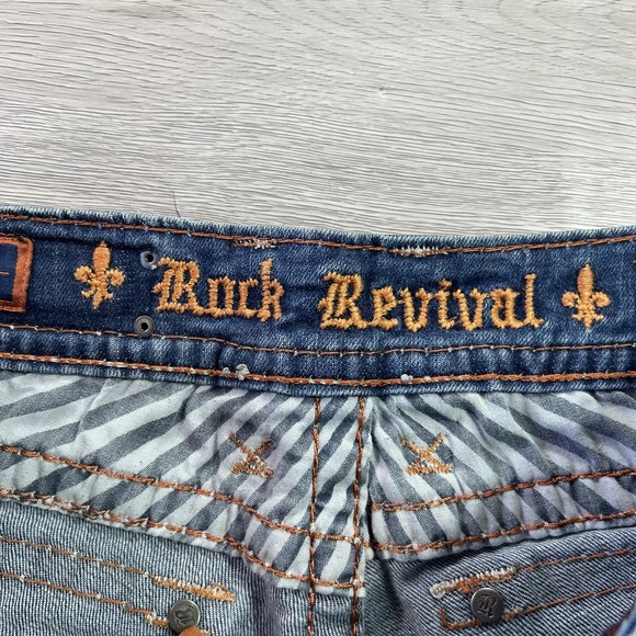 Rock Revival Jamie Easy Boot Jeans Womens 28 Blue Bootcut Distressed Denim - Picture 9 of 16